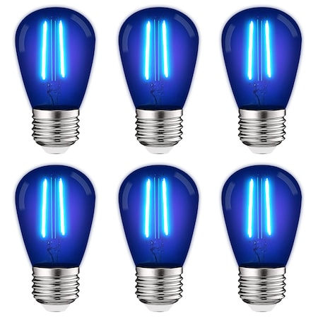 Luxrite S14 LED Edison Blue Light Bulbs 0.5W Colored Bulb for String Lights E26 Base, 6PK LR21733-6PK